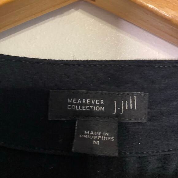 J Jill Black Long Open Sweater Cardigan Teacher Long Sleeve Tie Front Medium - Picture 5 of 12